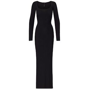 onyx SKIMS long sleeve square neck ribbed maxi dress